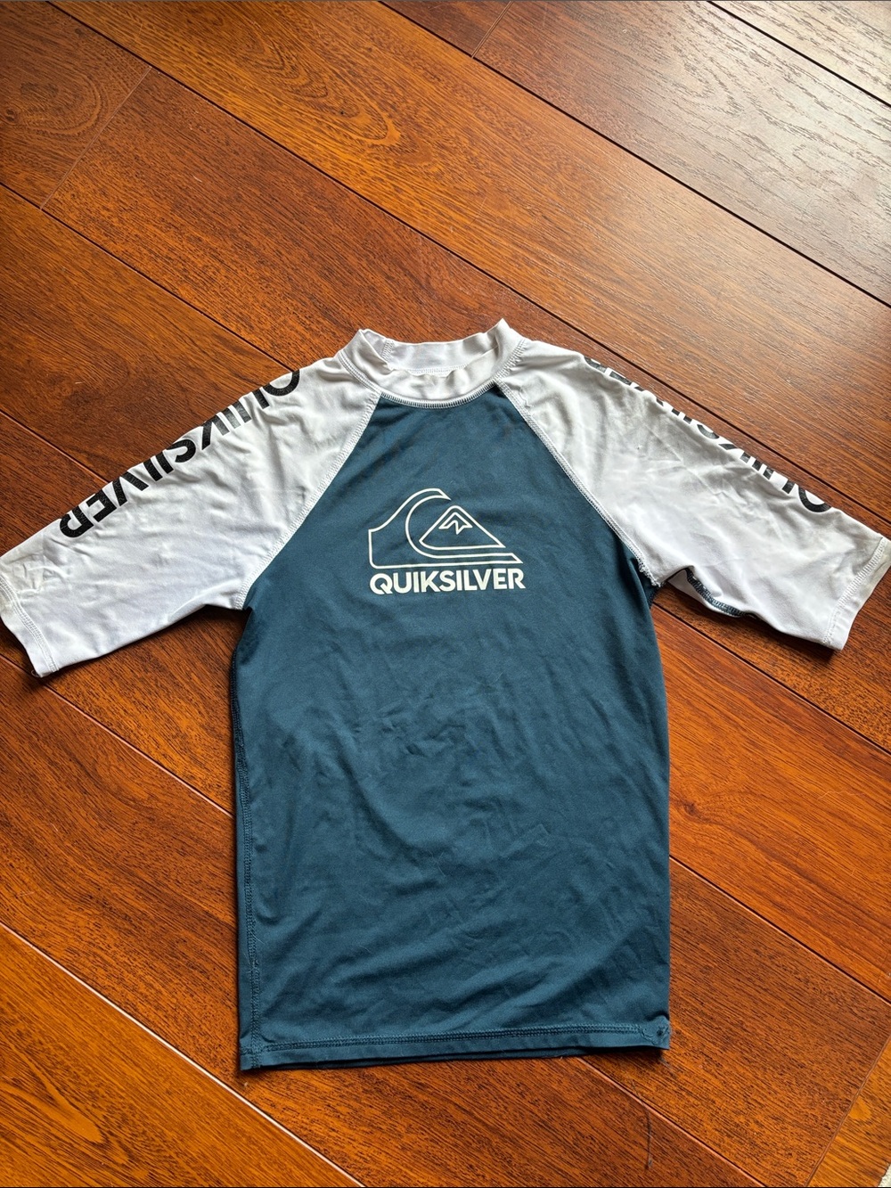 Quiksilver Short Sleeve Logo Rash Guard - Teal & White